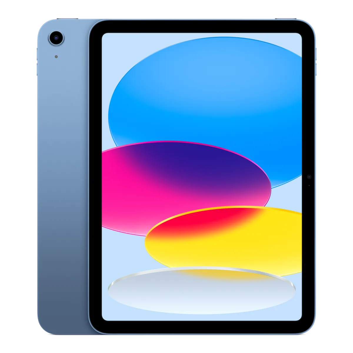 Front — iPad (10th generation) · 64 GB · Blue. Manufacturer image of the model; not a photograph of the unit on offer.
