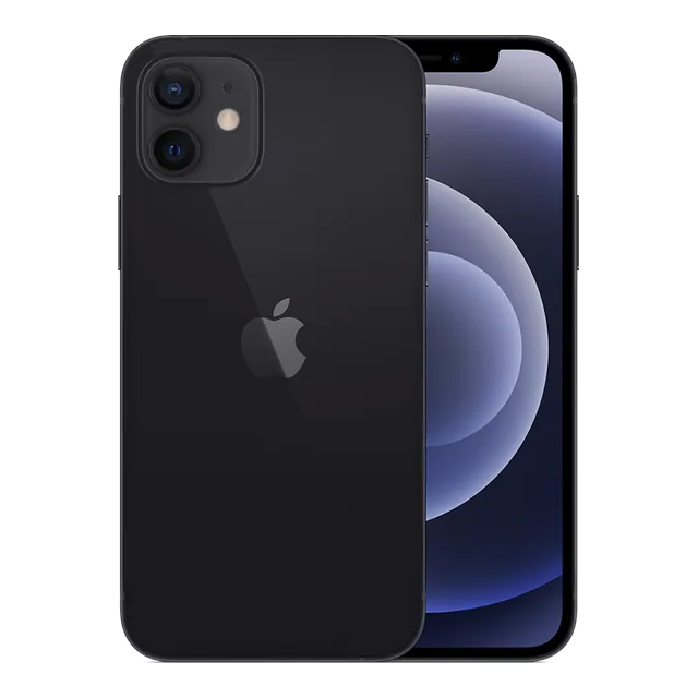 iPhone 12 · 128 GB · Black — Manufacturer image of the model; not a photograph of the unit on offer.