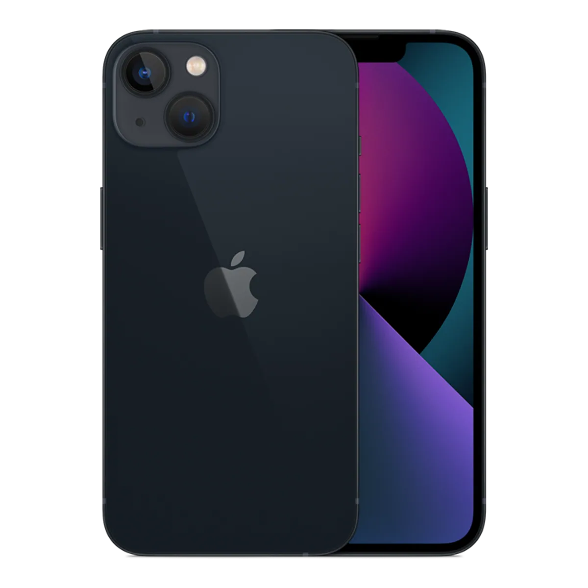 Front — iPhone 13 · 128 GB · Midnight. Manufacturer image of the model; not a photograph of the unit on offer.