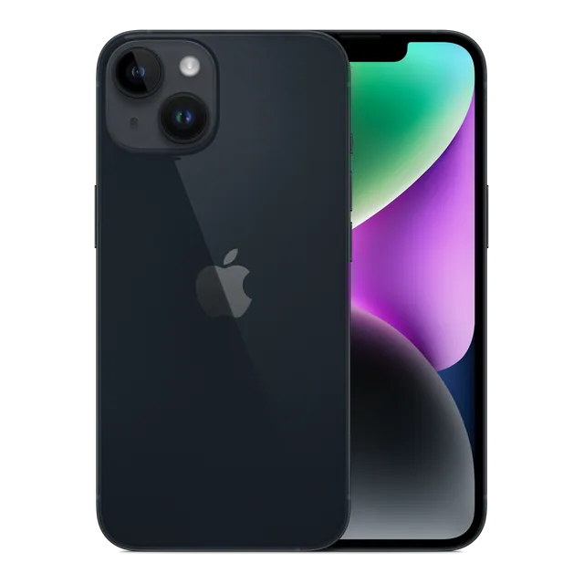 iPhone 14 · 128 GB · Midnight — Manufacturer image of the model; not a photograph of the unit on offer.
